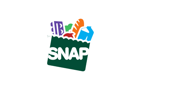 Colorful SNAP logo featuring grocery items like bread, vegetables, and milk, symbolizing food assistance programs.